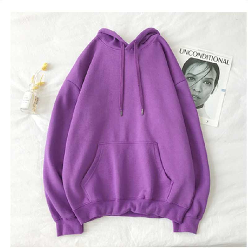 Autumn Winter Solid Hoodie Sweatershirts Casual Loose Pullover 11 Colors Szie M/L/XL/XXL Warm tops Female Clothes Coats 210910