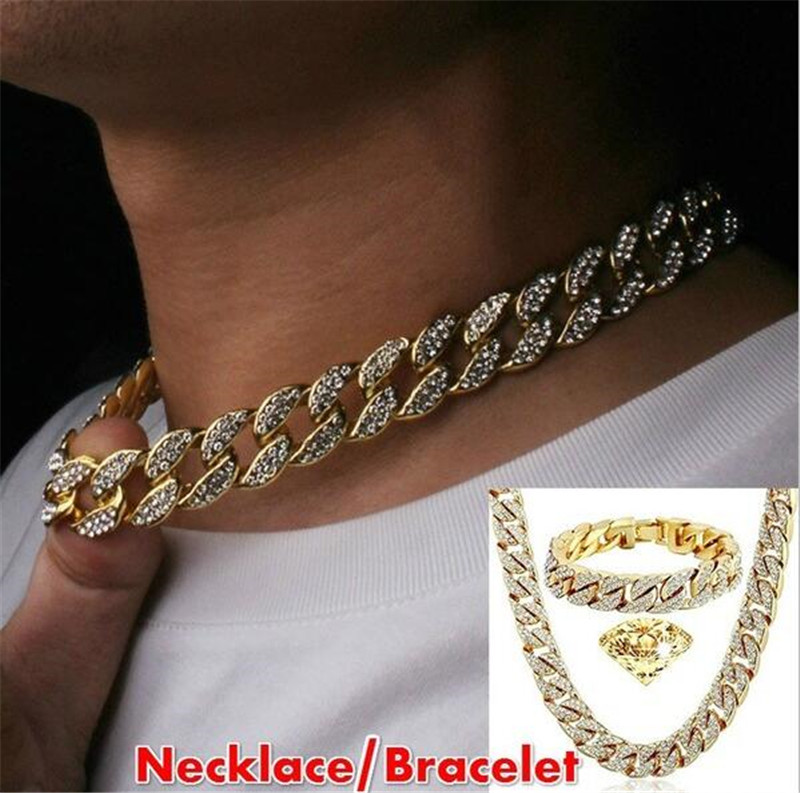 12MM Miami Cuban Link Chain Necklace Bracelets Set For Mens Bling Hip Hop iced out diamond Gold Silver rapper chains Women Luxury Jewelry
12MM Miami Cuban Link Chain Necklace Bracelets Set For Mens Bling Hip Hop iced out diamond Gold Silver rapper chains Women Luxury Jewelry