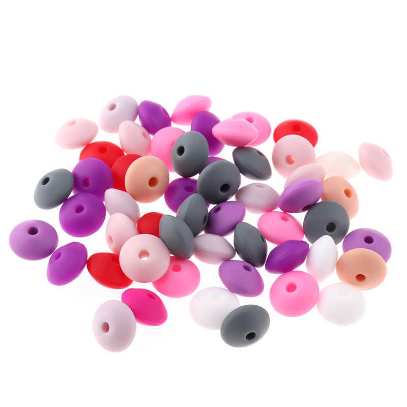 Whosale 12mm Lentils Silicone Round Teething Beads 300PC Abacus Spacing Bead a Free Baby Teether Necklace Pendant Toy DIY 220209