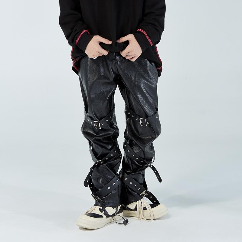 Men's Pants High Street Knee Tie Black PU Leather Mens Harajuku Vibe Style Straight Oversize Casual Trousers Loose Hip Hop
Men's Pants High Street Knee Tie Black PU Leather Mens Harajuku Vibe Style Straight Oversize Casual Trousers Loose Hip Hop
