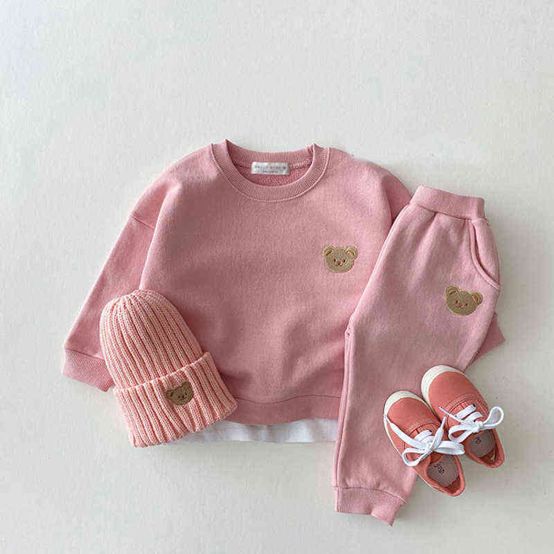 Fashion Toddler Baby Boys Girl Fall Clothes Sets Clothing Set Kids Sports Bear Sweatshirt Pants 2Pcs Suits Outfits 211224