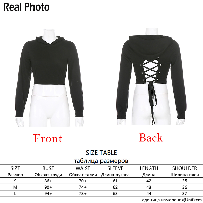 Cross Bandage Tie Up Backless Black Pink Hoodie Sweatshirt Women Autumn Long Sleeve harajuku Hoodies Pullover Crop Tops 201103