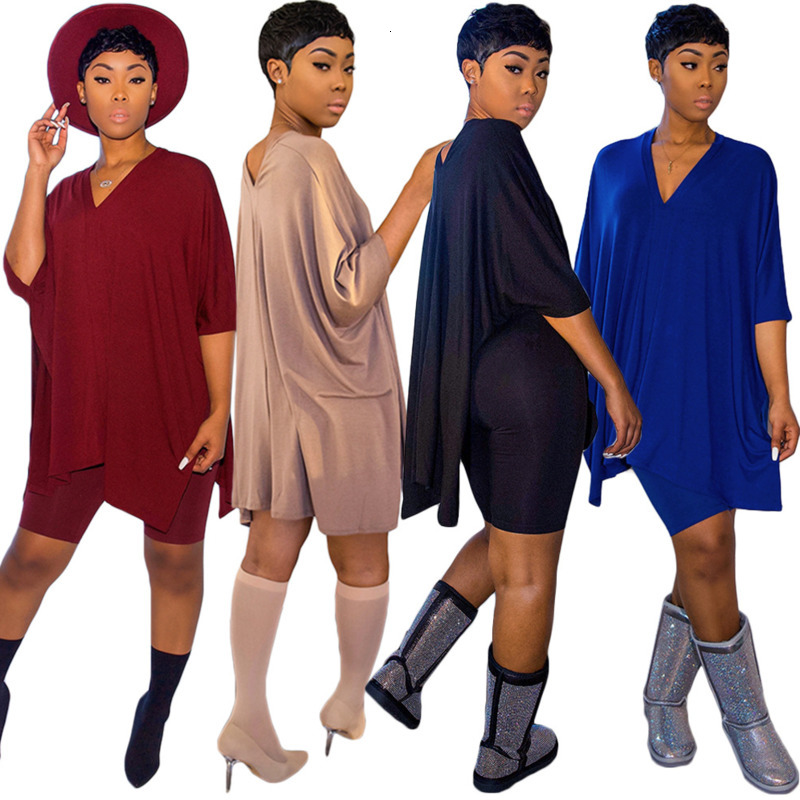 2021 New Sexy Two Piece Set Summer Outfits Women V-neck Batwing Sleeve Loose t Shirts and Bodycon Biker Shorts Plus Size Short Sets Lfqp, Wine red
2021 New Sexy Two Piece Set Summer Outfits Women V-neck Batwing Sleeve Loose t Shirts and Bodycon Biker Shorts Plus Size Short Sets Lfqp, Wine red