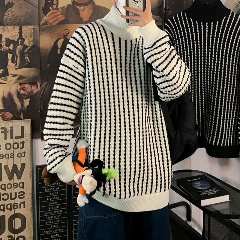 2021 New Winter Striped Turtleneck Sweater Men's Warm Fashion Casual Retro Knitted Pullover Men Clothes Mens Knitting Sweaters 2gos, White
2021 New Winter Striped Turtleneck Sweater Men's Warm Fashion Casual Retro Knitted Pullover Men Clothes Mens Knitting Sweaters 2gos, White