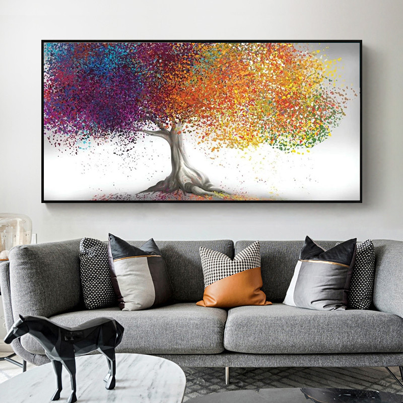 Big Size Nordic Vintage Abstract Golden Rich Tree Poster Canvas Painting Wall Art Pictures for Living Room Cuadros Home Decor