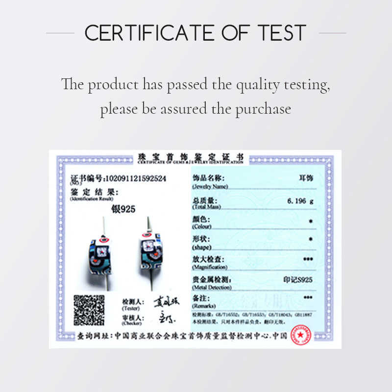 OGULEE Arrival 925 Silver Stud Earrings Round Shape blue-green Enamel Classic pattern CZ For Women Fine Jewelry 210616