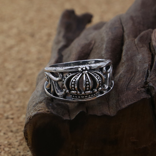 925 sterling silver vintage crown band rings American European punk gothic hand-made designer antique luxury jewelry for men women