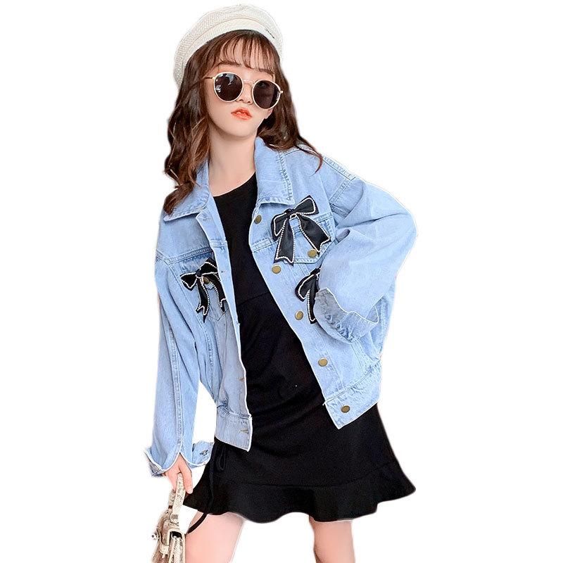 Jackets Kids Denim For Girls Bow Coats Spring Autumn Fashion Child Outwear Full Sleeve Lapel Jean Jacket Casual Tops, Blue;gray
Jackets Kids Denim For Girls Bow Coats Spring Autumn Fashion Child Outwear Full Sleeve Lapel Jean Jacket Casual Tops, Blue;gray