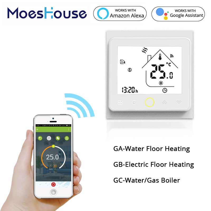 Smart WiFi Thermostat Temperature Controller Water Electric Warm Floor Heating Water Gas Boiler Works with Echo Google Home Tuya
Smart WiFi Thermostat Temperature Controller Water Electric Warm Floor Heating Water Gas Boiler Works with Echo Google Home Tuya