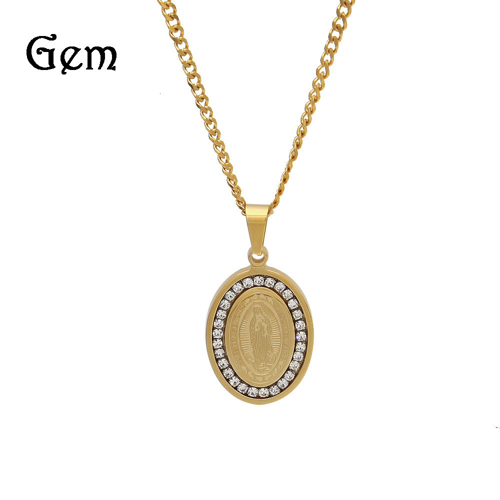 Autumn and winter of 2019 stainless steel Madonna pendant inlaid with zircon, vacuum color retention, electroplating Stainless Steel Oval
Autumn and winter of 2019 stainless steel Madonna pendant inlaid with zircon, vacuum color retention, electroplating Stainless Steel Oval