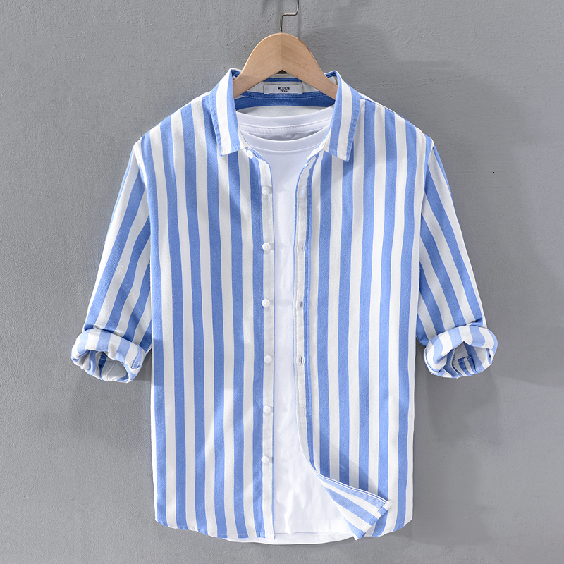 2021 New Listrado Trs Quartos Mangas Compridas Marca Camisa De Algodo Dos Homens Moda Azul Camisas Para Homem Casual Confortvel Shrits U0un, Navy blue stripe
2021 New Listrado Trs Quartos Mangas Compridas Marca Camisa De Algodo Dos Homens Moda Azul Camisas Para Homem Casual Confortvel Shrits U0un, Navy blue stripe