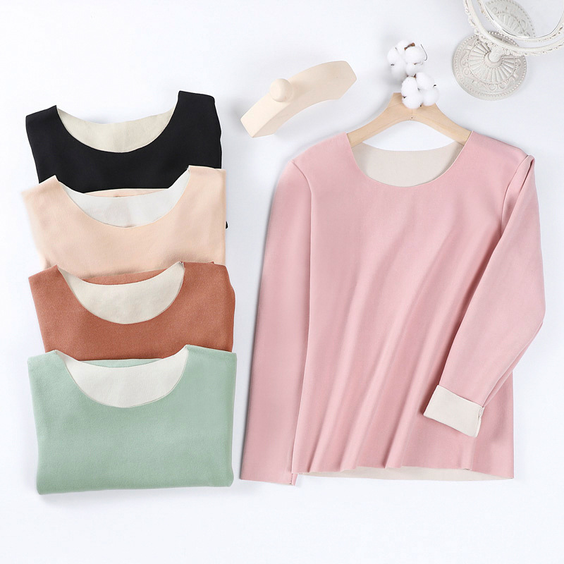 Autumn and winter thermal underwear women's de velvet traceless backing and plush frosting self heating long sleeve thermal jacket autumn, Black;pink
Autumn and winter thermal underwear women's de velvet traceless backing and plush frosting self heating long sleeve thermal jacket autumn, Black;pink