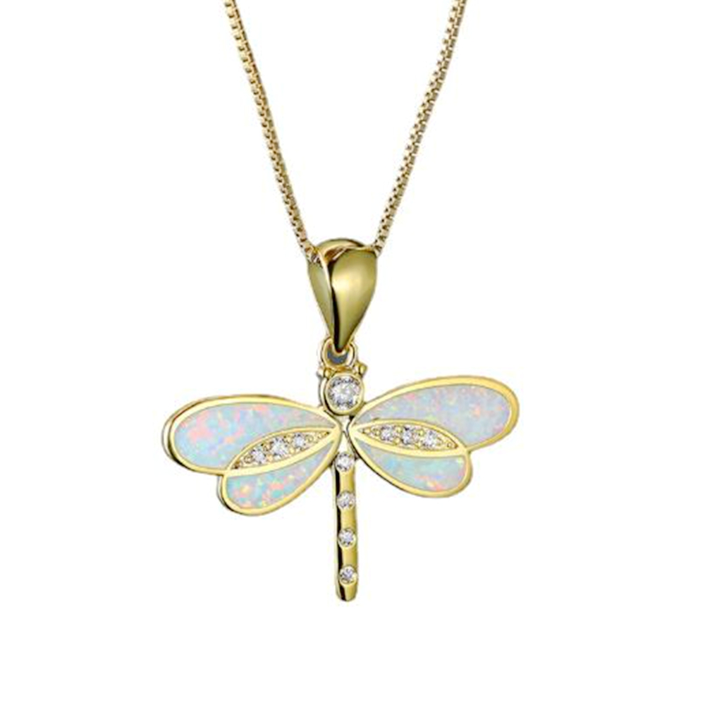 12Pcs Dragonfly Pendant Necklace Imitation Opal For Women Simple Personality Jewelry Gift C-17