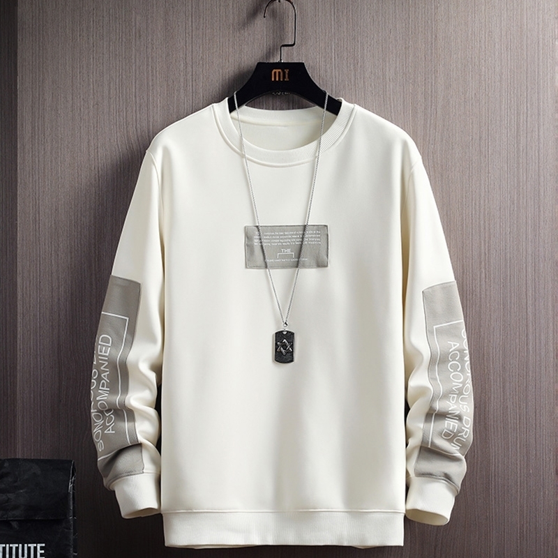 Autumn Men Casual Sweatshirts Harajuku Printed Men Long Sleeve Hoodies Korean Man Loose Pullovers Homme Spring Wearing 201113