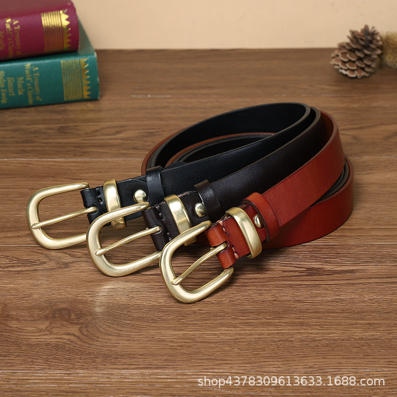 Belts 2.8cm All-Matching Jeans First Layer Pure Cattlehide Korean Fashion Retro Trend Brass Buckle Female Genuine Leather No. 2, Black
Belts 2.8cm All-Matching Jeans First Layer Pure Cattlehide Korean Fashion Retro Trend Brass Buckle Female Genuine Leather No. 2, Black