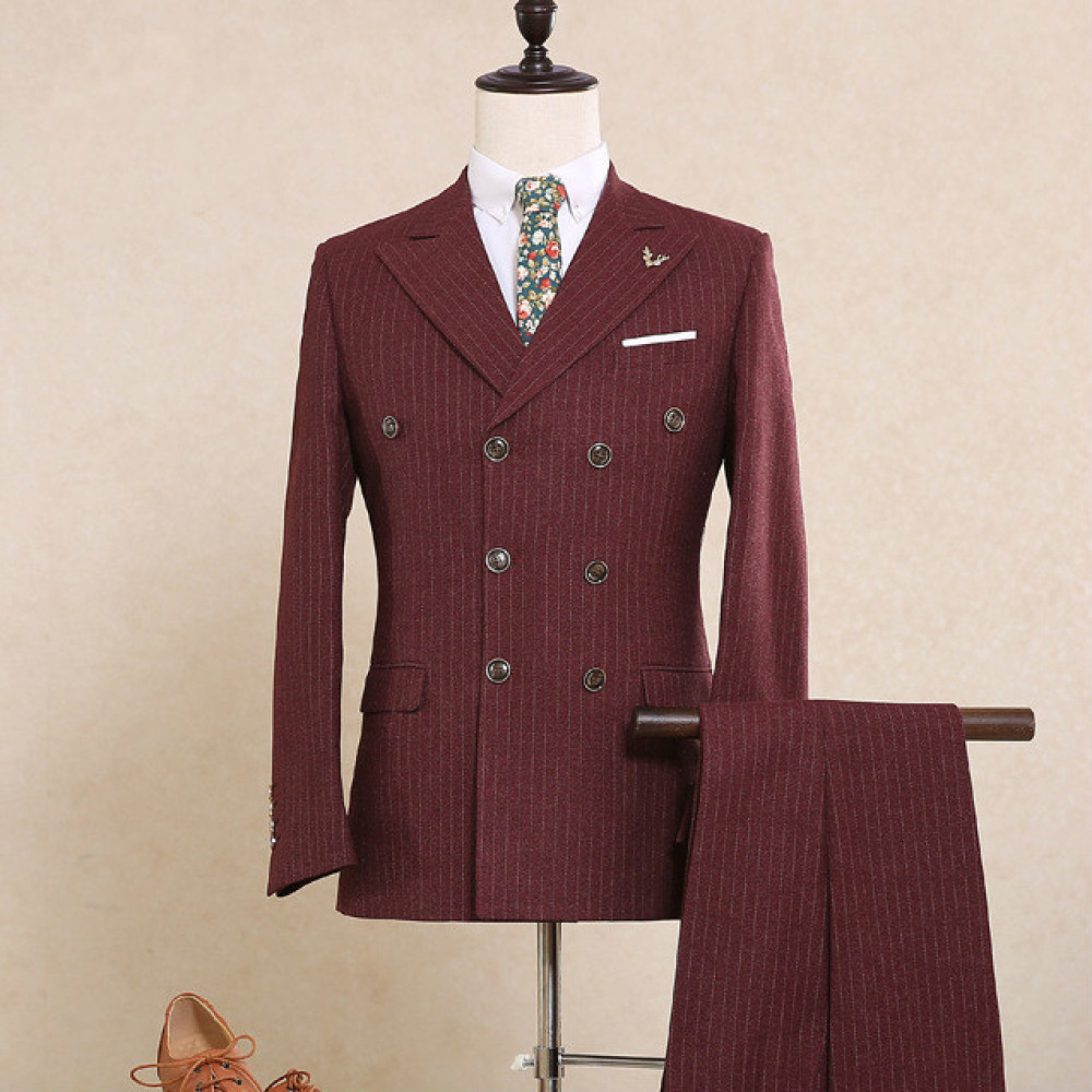Double Breasted Male Pieces Set Stripe Groom Costume Homme Mariage Formal Business Party Slim Dress Suit Kydm, Burgundy
Double Breasted Male Pieces Set Stripe Groom Costume Homme Mariage Formal Business Party Slim Dress Suit Kydm, Burgundy