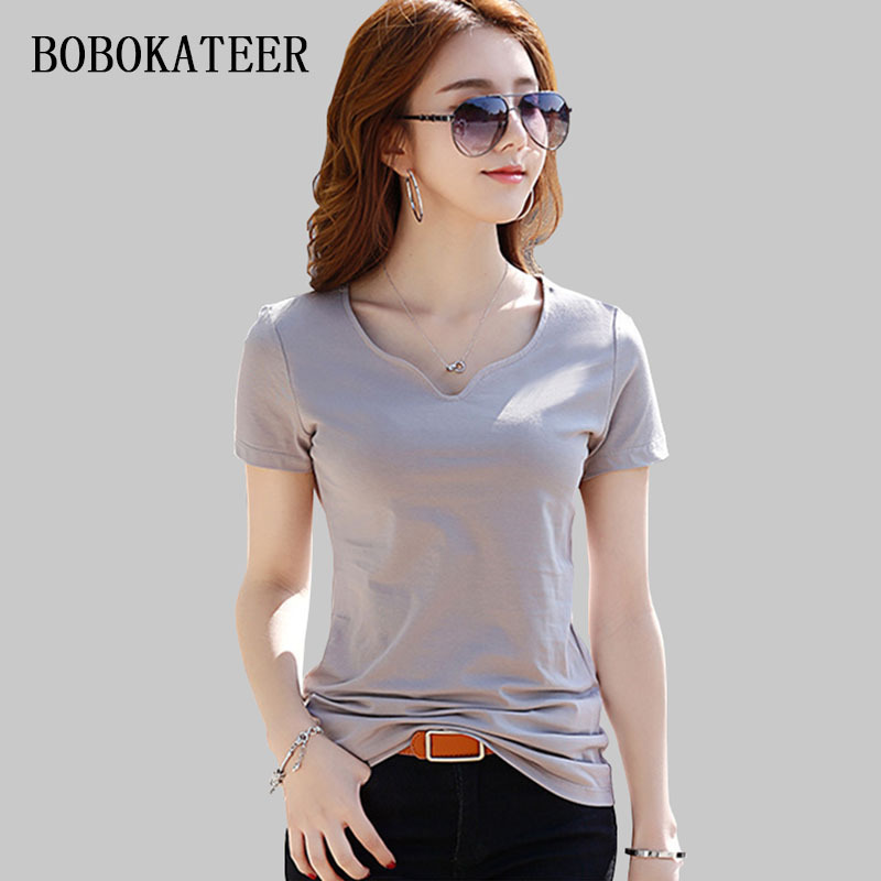 BOBOKATEER summer t shirt women tshirt tee shirt femme ropa mujer verano short sleeve tops cotton plus size women clothes 210306