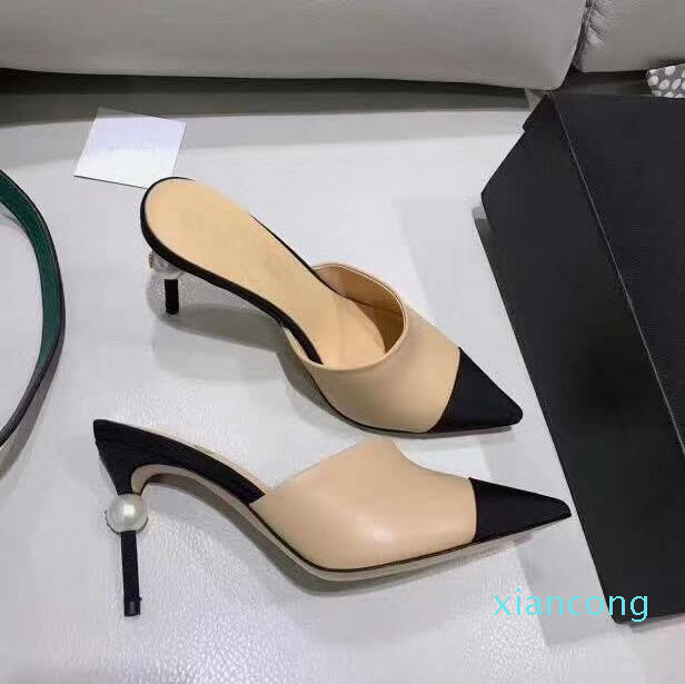 Designer- Women shoes Sexy Pointed Toe Pearl Pumps Mules Slingback High Heels Runway spell Color Wedding Party High Heels, Black 1
Designer- Women shoes Sexy Pointed Toe Pearl Pumps Mules Slingback High Heels Runway spell Color Wedding Party High Heels, Black 1