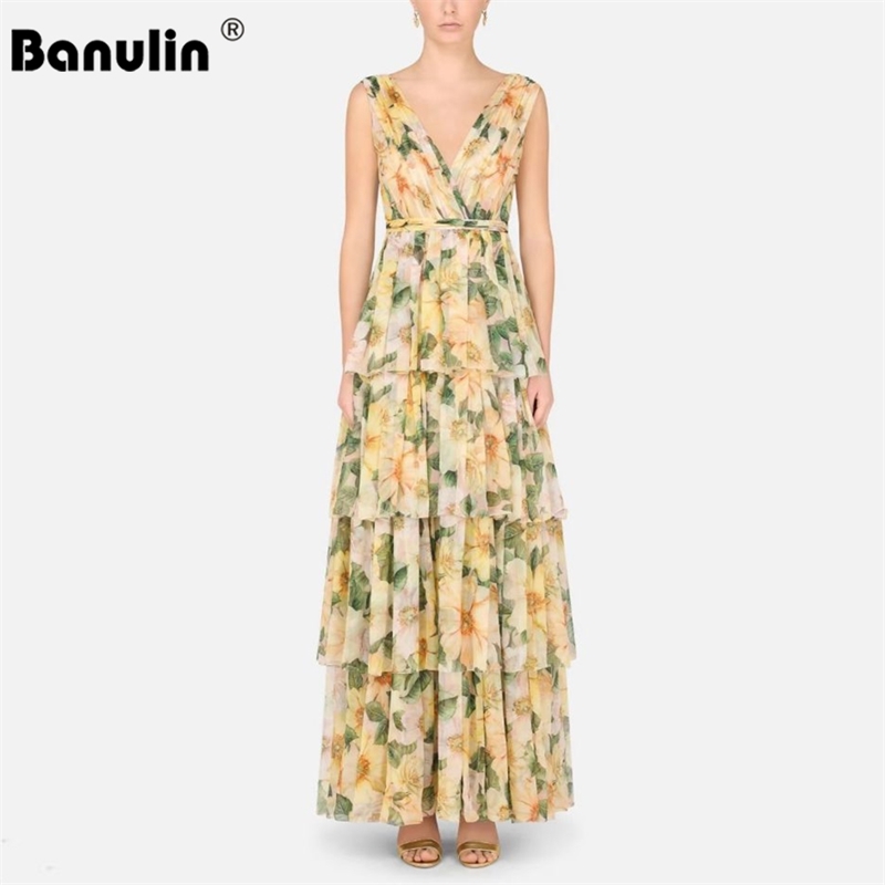 Banulin Summer Fashion Designer Runway Party Long Dress Women's V-Neck Floral Print Elegant Boho Holiday chiffon Maxi 210603, Yellow
Banulin Summer Fashion Designer Runway Party Long Dress Women's V-Neck Floral Print Elegant Boho Holiday chiffon Maxi 210603, Yellow