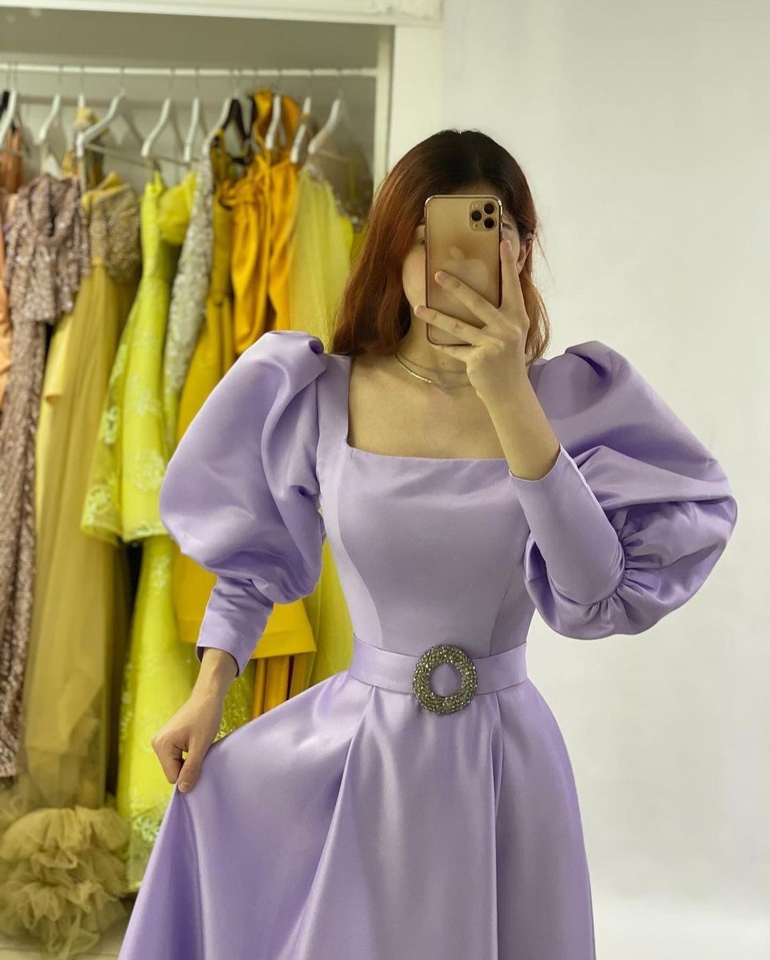 Simple Purple A Line Evening Dresses Satin Long Sleeve Formal Girls Prom Pageant Gowns robe de soiree
