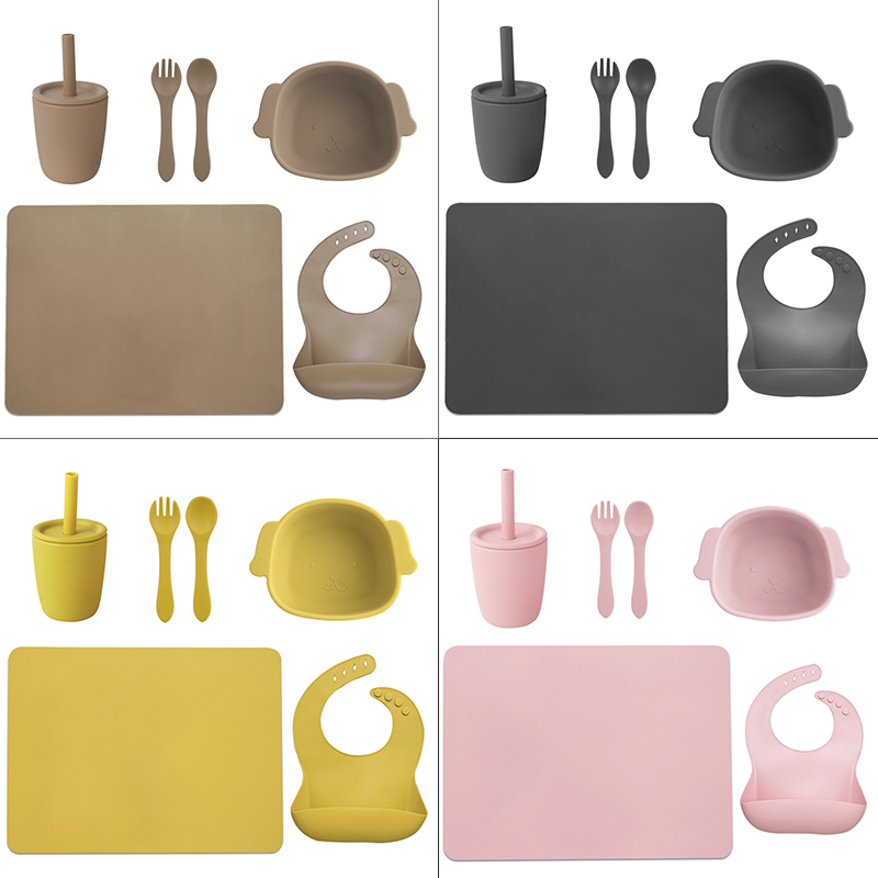 Baby Essential Fashionable Tableware Set Bibs For Children Training Dishes Plates Silicone Fork And Spoon Drinking Straw Cup
Baby Essential Fashionable Tableware Set Bibs For Children Training Dishes Plates Silicone Fork And Spoon Drinking Straw Cup