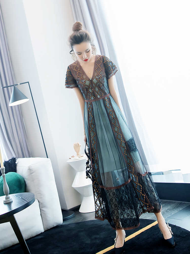 women's summer fashion ladies short-sleeved dress Lace Office Lady Sheath Ankle-Length Mesh Polyester 210603, Green
women's summer fashion ladies short-sleeved dress Lace Office Lady Sheath Ankle-Length Mesh Polyester 210603, Green