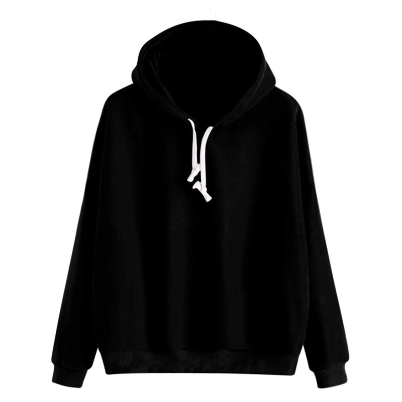 Fashion Women Autumn Hoody Sweatshirt Drawstring Solid Long Sleeve Loose Hoodies Pullover Tops Harajuku Tracksuit sudadera mujer 201102