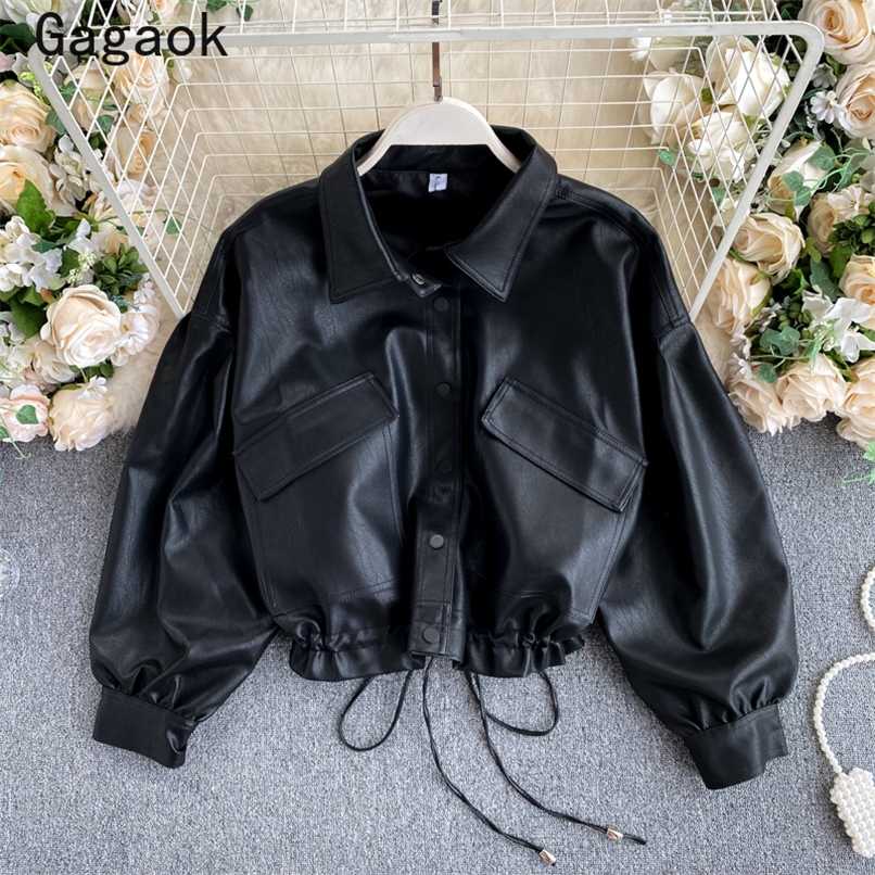 Gagaok PU Jacket Women Spring Autumn Solid Office Lady Lace Up Lapel Full Loose Jackets Fashion Retro Wild BF Coats 211109, Black
Gagaok PU Jacket Women Spring Autumn Solid Office Lady Lace Up Lapel Full Loose Jackets Fashion Retro Wild BF Coats 211109, Black