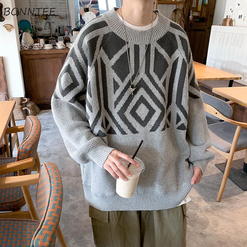 Men Pullovers Long Sleeve O-neck Argyle Print Casual Autumn Winter Outwear Vintage Loose Knitted Sweater Korean Style Chic Retro, Gray
Men Pullovers Long Sleeve O-neck Argyle Print Casual Autumn Winter Outwear Vintage Loose Knitted Sweater Korean Style Chic Retro, Gray