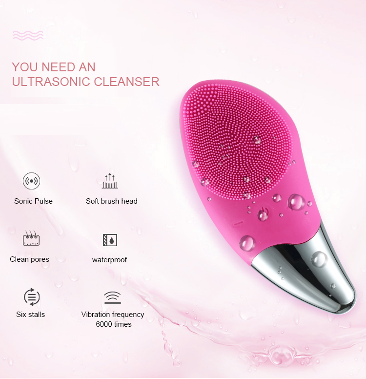 Portable Sonic Electric Face Clean Brush Silicone Skin Cleanser Brushes Massage Tools Facial Pore Cleansing Makeup Residuals Removing Beauty Device Wh