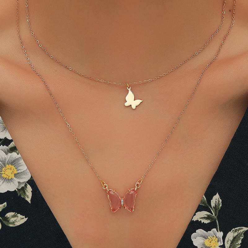 Pendant Necklaces Charming Red Crystal Butterfly Necklace For Women Fashion Double Layer Gold Chain Elegant Party Jewelry Gift, Silver
Pendant Necklaces Charming Red Crystal Butterfly Necklace For Women Fashion Double Layer Gold Chain Elegant Party Jewelry Gift, Silver