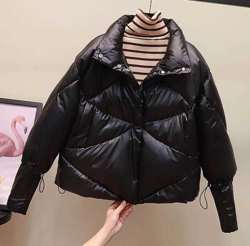 Winte jacket women Thick Parkas Casual Loose Down Cotton Jacket Warm Cotton Padded parka Women Fashion Glossy Plus size OverCoat 210819
