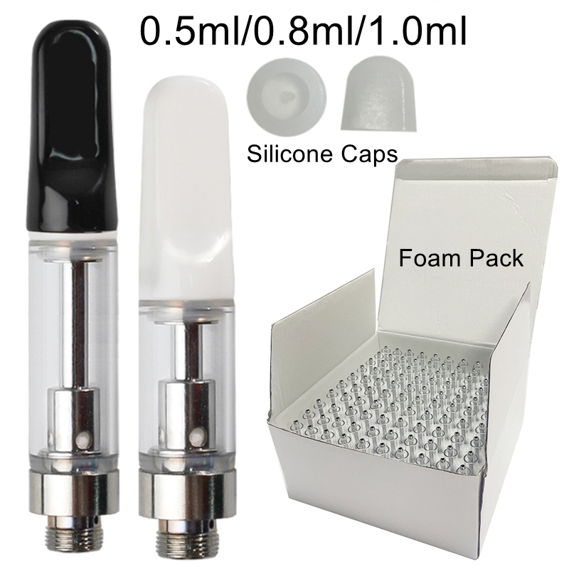 TH205 0.8ml 1.0ml Ceramic Vape Pen Cartridges White Black Mouthpieces 2.0mm Coils Glass Vape Carts With Silicone Cap Bottom E Cigarettes
TH205 0.8ml 1.0ml Ceramic Vape Pen Cartridges White Black Mouthpieces 2.0mm Coils Glass Vape Carts With Silicone Cap Bottom E Cigarettes