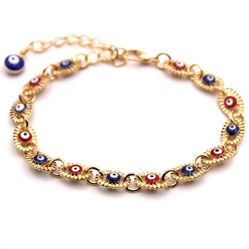 Evil Eye Charm Bracelets Bangles for Women Gilrs 18K Gold Plated Alloy Bangle Fashion Jewelry Gifts