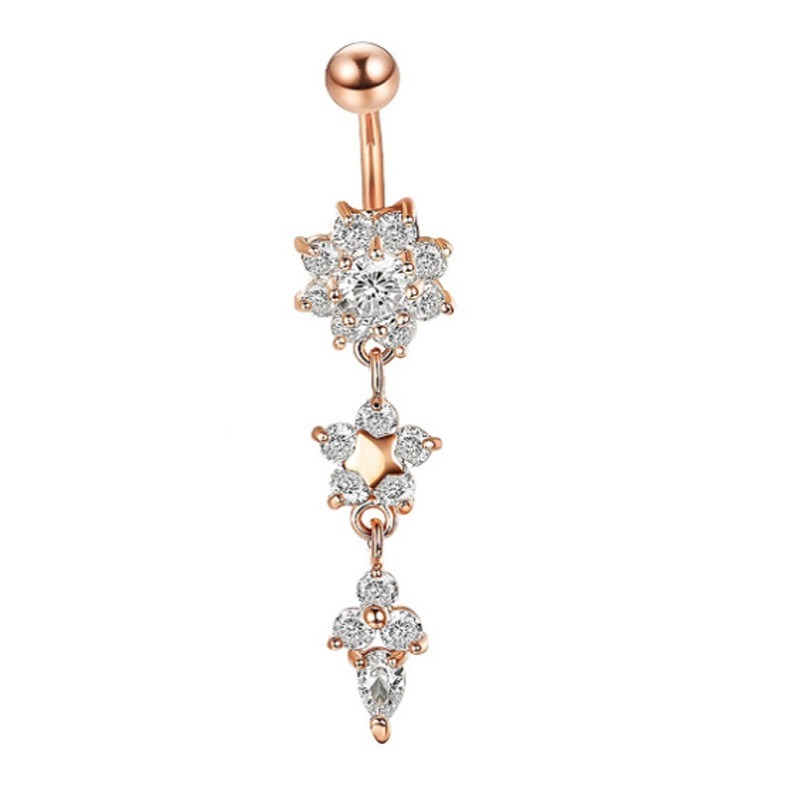 Body Puncture Diamond Water Drop Belly Ring Navel Rings Gold Stainless Steel Belly Button Rings Nail Women Fashion Jewelry Will and Sandy