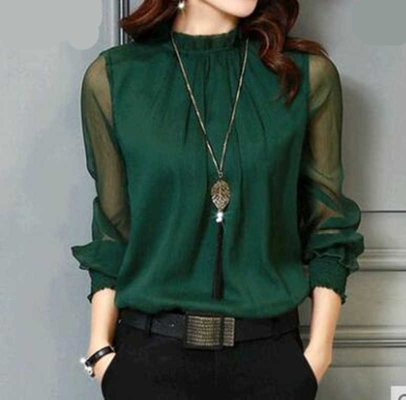 Chiffon Blouse Women Tops Long Sleeve Stand Neck Work Wear Shirts Elegant Lady Casual Blouses women's blusas Plus size 210721, Black
Chiffon Blouse Women Tops Long Sleeve Stand Neck Work Wear Shirts Elegant Lady Casual Blouses women's blusas Plus size 210721, Black