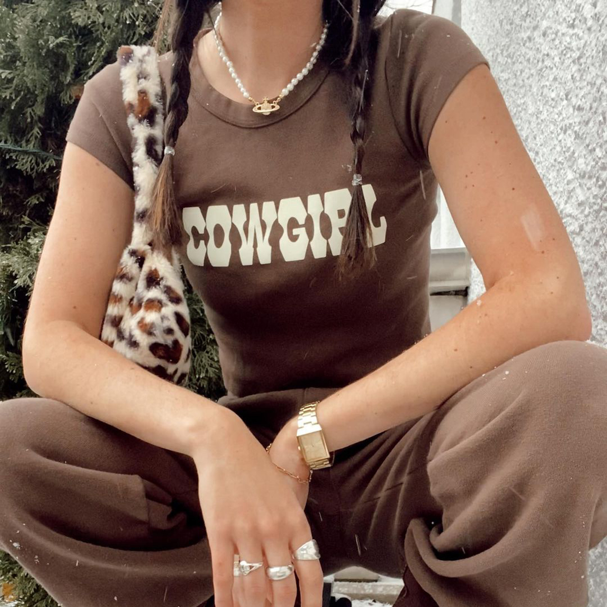 Cowgirl Print Crop Top Women Summer 2021 Short Sleeve Round Neck Cotton Graphic Tees T Shirt Slim Streetwear T-shirt Y2K New 210302