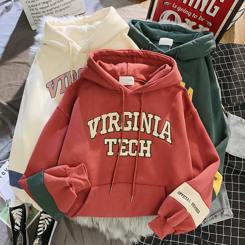 oversized Hoodies Women Thicker Letter Warm Pullover Coat Drawstring Harajuku Sweatshirt Pink Womens Korean New High Quality 201112