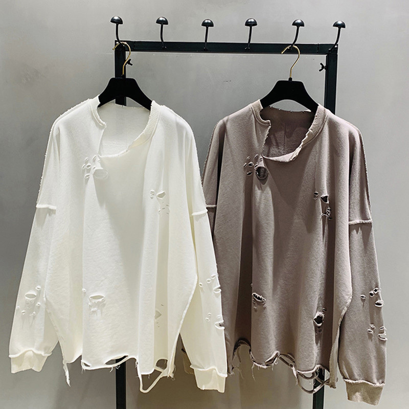 Autumn Clothes Women Long Sleeve Hoodies Aesthetic Oversized Sweatshirt Ripped Pullover Streetwear Harajuku Top Kpop 201211