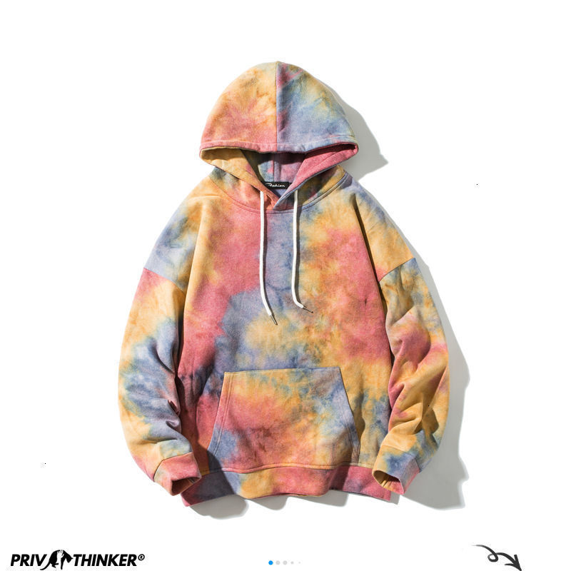 Privathinker Fashion Tiedyed Men Hoodies Autumn Fashion Men's Hooded Sweatshirts Man Korean Hip Hop Casual Pullovers 201020