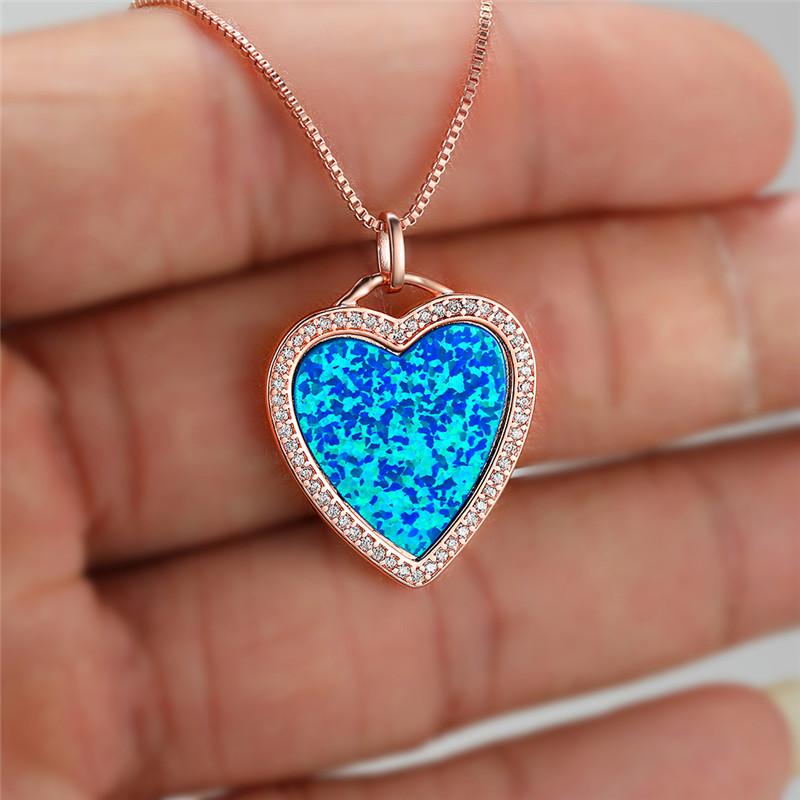 Pendant Necklaces Vintage Female Crystal Opal Necklace Rose Gold Silver Color Chain For Women Dainty Love Heart Wedding
Pendant Necklaces Vintage Female Crystal Opal Necklace Rose Gold Silver Color Chain For Women Dainty Love Heart Wedding