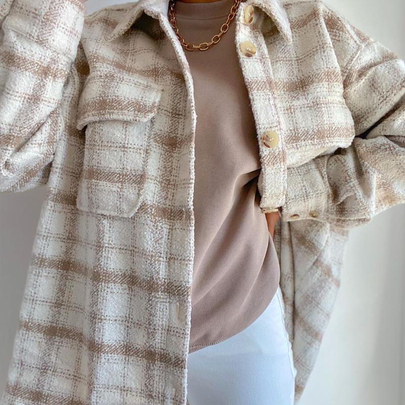 Women's Jackets Women Plaid Single Breasted Jacket Coats Fashion Turn Down Collar Pockets Coat Female Streetwear Long Sleeve Spring Tops, Black;brown
Women's Jackets Women Plaid Single Breasted Jacket Coats Fashion Turn Down Collar Pockets Coat Female Streetwear Long Sleeve Spring Tops, Black;brown