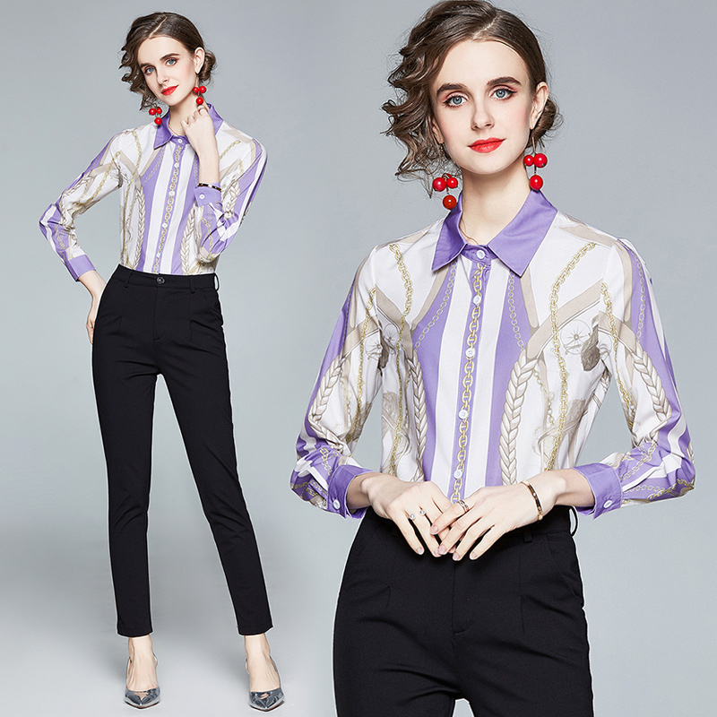 2021 Elegant Women Chain Printed Blouses Button Long Sleeve New Fashion Designer Runway Ladies Casual Office Lapel Shirts Tops Spring Summer, Customize
2021 Elegant Women Chain Printed Blouses Button Long Sleeve New Fashion Designer Runway Ladies Casual Office Lapel Shirts Tops Spring Summer, Customize
