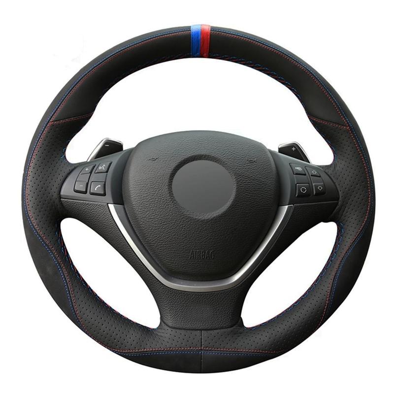 Steering Wheel Covers Car Cover DIY Hand-stitched Soft Black Genuine Leather Suede For X5 E70 2006-2013 X6 E71 E72 2008-2014
Steering Wheel Covers Car Cover DIY Hand-stitched Soft Black Genuine Leather Suede For X5 E70 2006-2013 X6 E71 E72 2008-2014