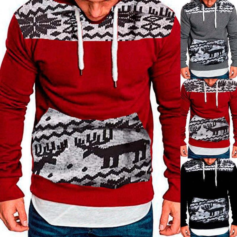 Men's Hoodies & Sweatshirts Christmas Print Hooded Long Sleeve Men Pullover Hoodie Elk Patchwork Xmas Male Sweatshirt Clothing Streetwear 20, Red 
Men's Hoodies & Sweatshirts Christmas Print Hooded Long Sleeve Men Pullover Hoodie Elk Patchwork Xmas Male Sweatshirt Clothing Streetwear 20, Red