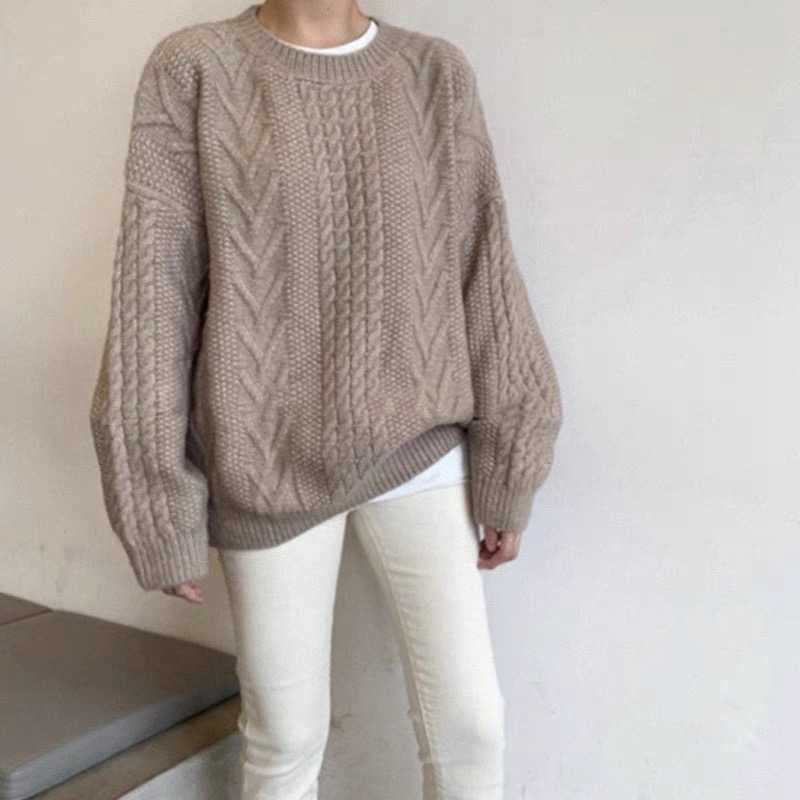 Colorfaith Winter Spring Women Sweaters Pullovers Minimalist Knitting Elegant Casual Loose Ladies Vintage Tops SW1161 210918