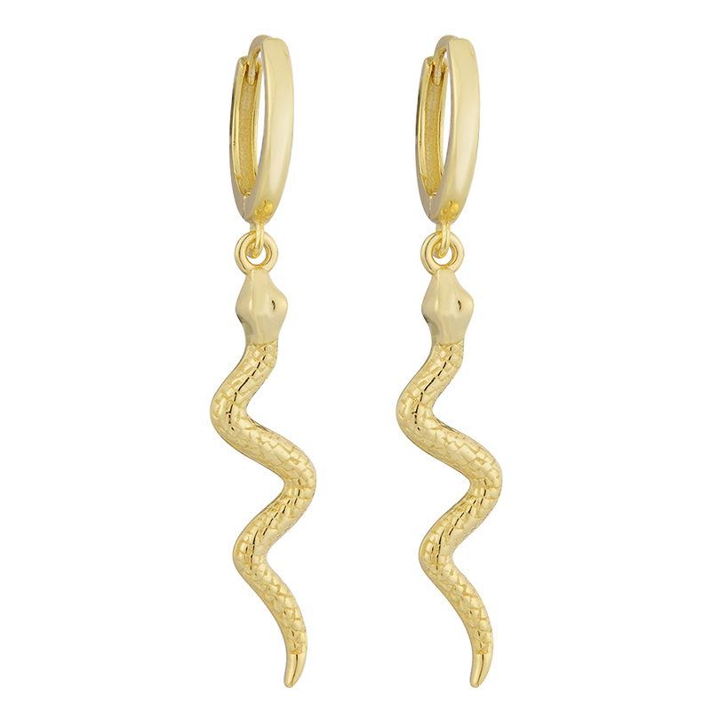 Authentic Fashion 925 Sterling Silver Long Serpentine Snake Tassel Hoop Earrings Gold Silver for Women's Punk Style Animal Earrings