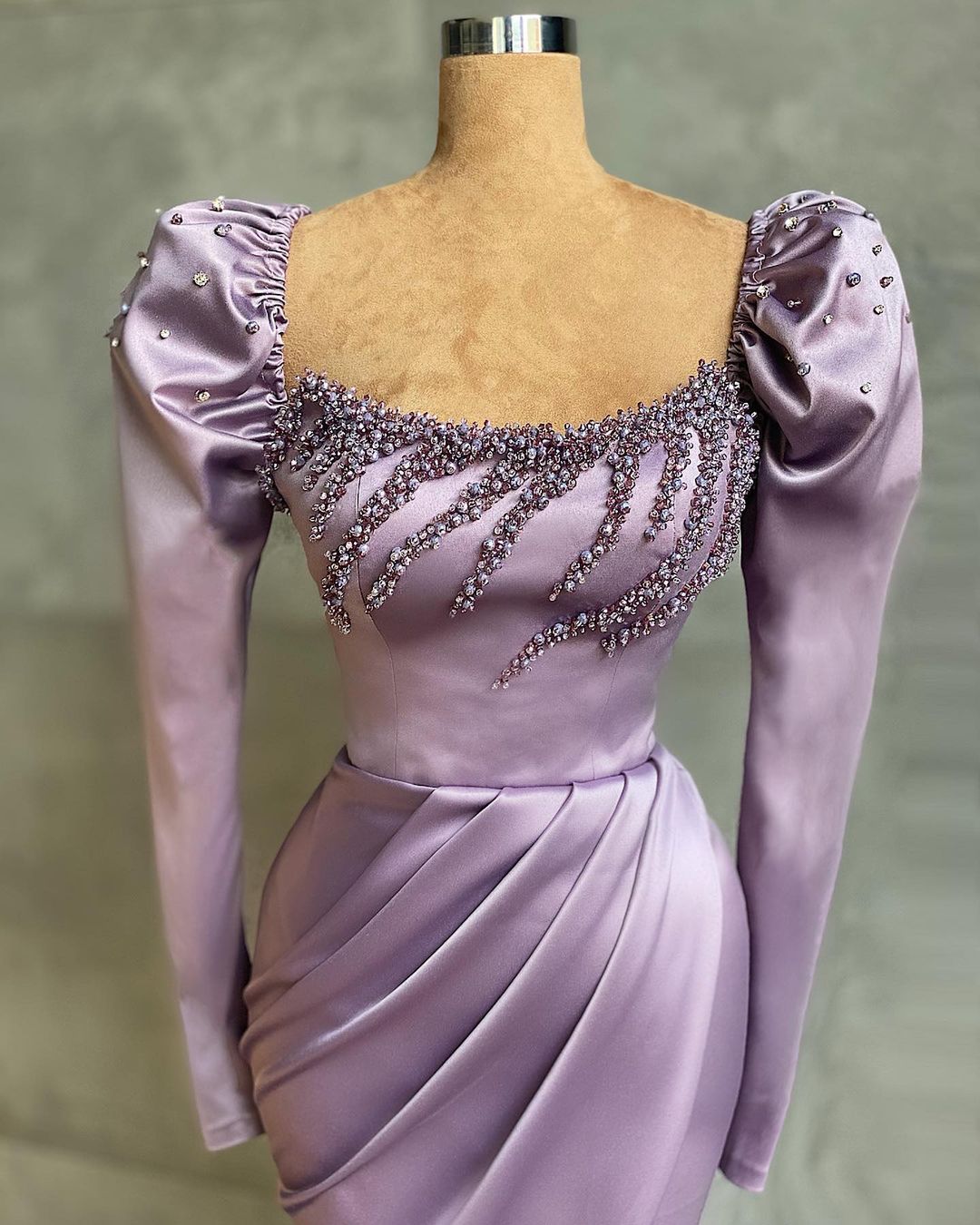 Aso Ebi 2021 Arabic Stylish Beaded Crystals Evening Dresses High Split Prom Dresses Satin Sexy Formal Party Second Reception Gowns ZJ966