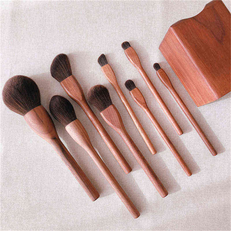 Black Walnut Makeup Brushes Set High Quality Cosmetic Powder Blush Foundation Eye Shadow Smudge Make Up Brush Beauty Tools 211119