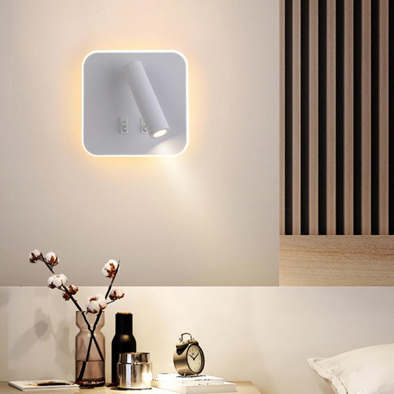LED Wall Lamp Indoor Modern Bedroom Bedside Lamp Surface Mounted Rotatable Reading Stair Study Porch Sconce Light AC85-265V